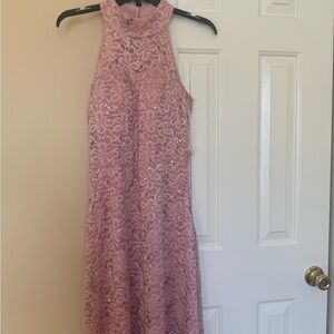 Pink Lace Dress with Sequins